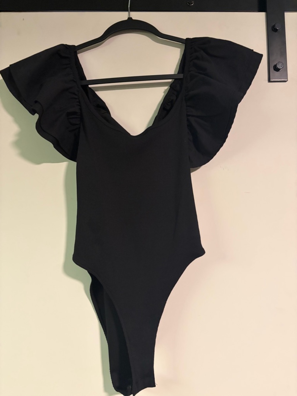 Zara Black Ruffle Sleeve Bodysuit